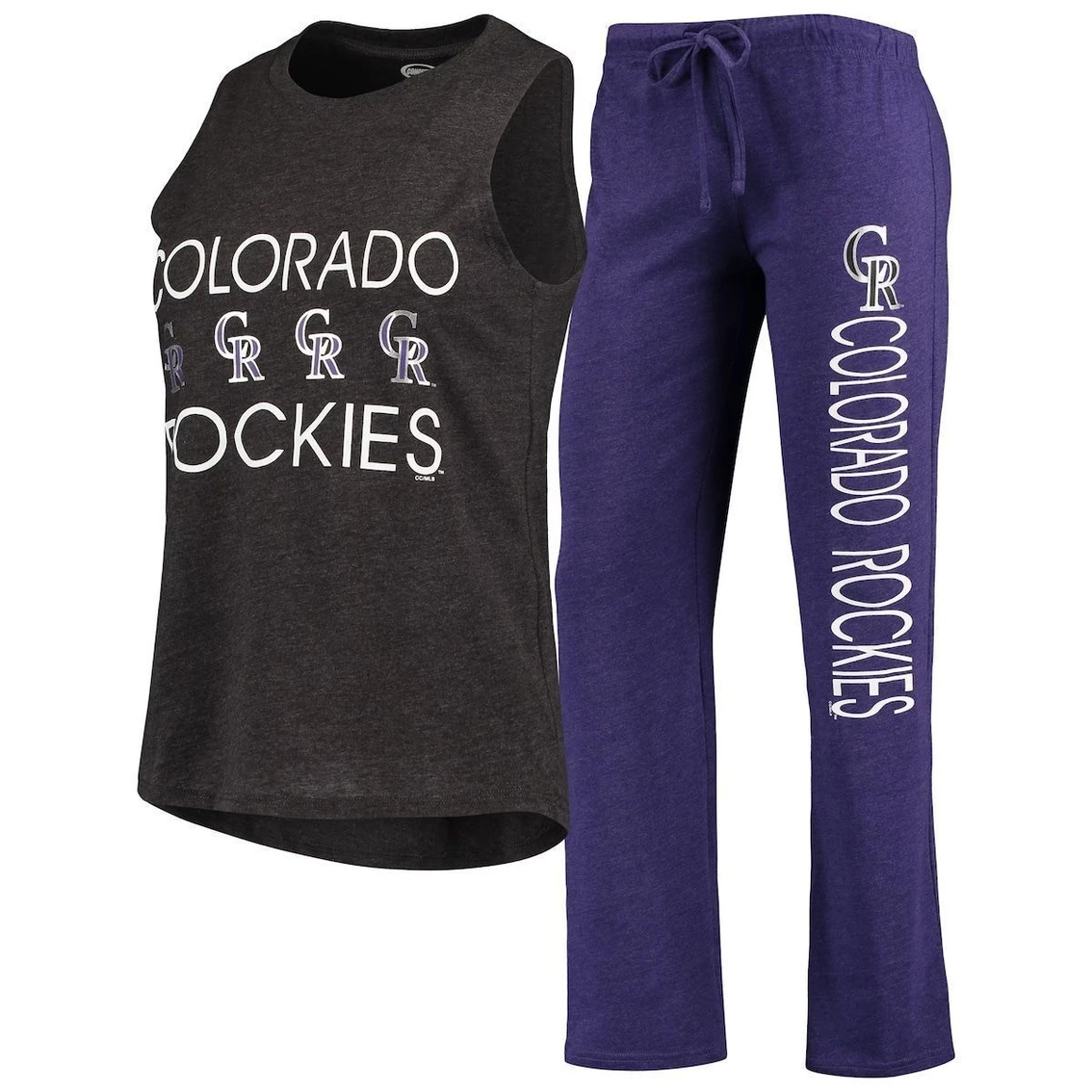 Promo π Women's Concepts Sport Purple/Black Colorado Rockies Meter Muscle Tank Top & Pants Sleep Set π₯