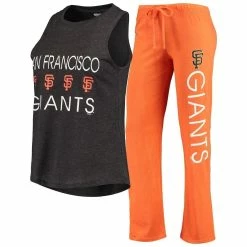 Deals 🎉 Women's Concepts Sport Orange/Black San Francisco Giants Meter Muscle Tank Top & Pants Sleep Set 😍