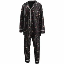 Discount ⌛ Women's WEAR By Erin Andrews Black Arizona Coyotes Long Sleeve Button-Up 👚 Shirt & Pants Sleep Set 👏