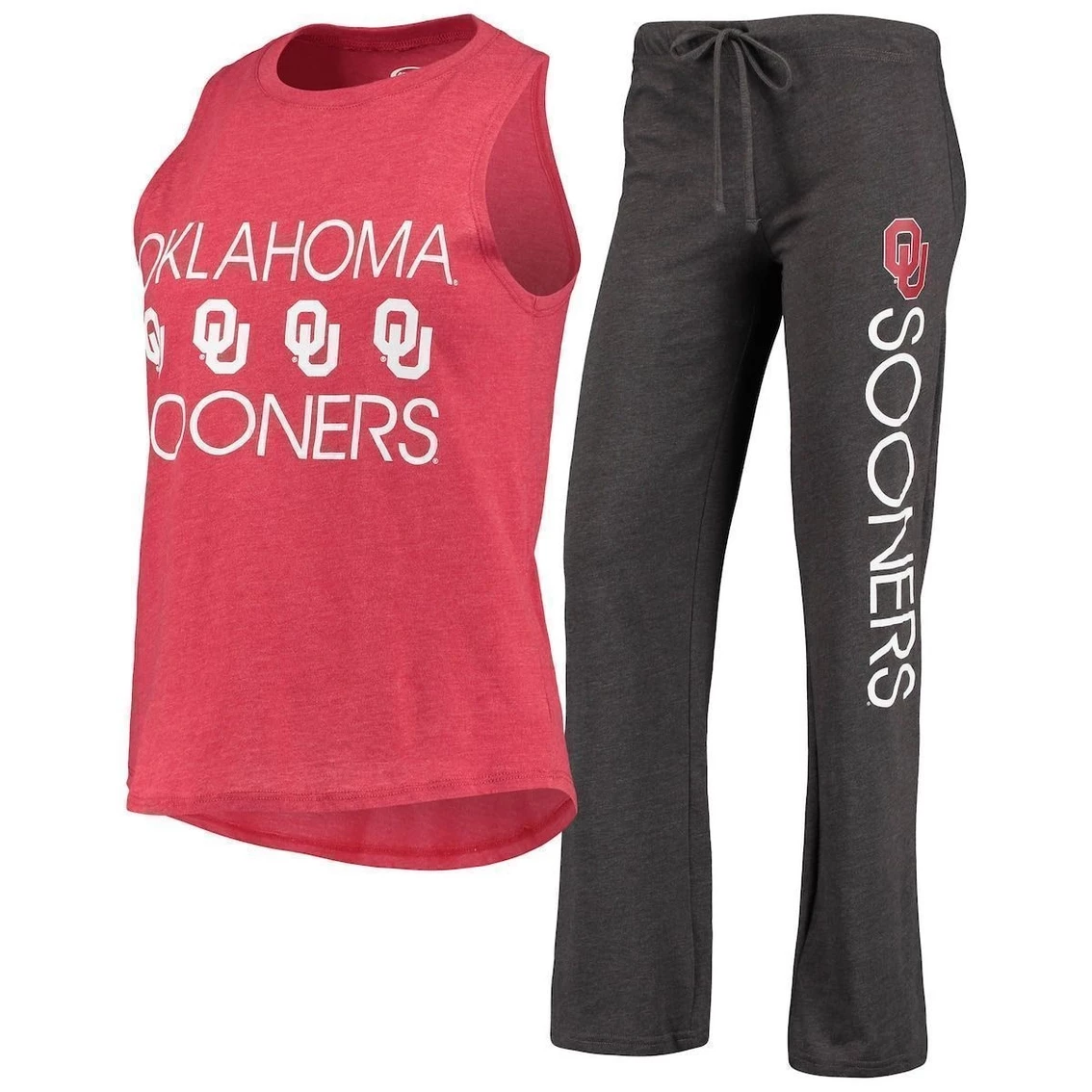Best Pirce π Women's Concepts Sport Crimson/Charcoal Oklahoma Sooners Team Tank Top & Pants Sleep Set π₯° - Image 2