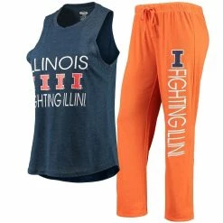 Wholesale ⌛ Women's Concepts Sport Orange/Navy Illinois Fighting Illini Tank Top & Pants Sleep Set ✔️