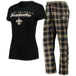 Deals π Women's Concepts Sport Black/Gold New Orleans Saints Logo T-Shirt & Pants Set β¨