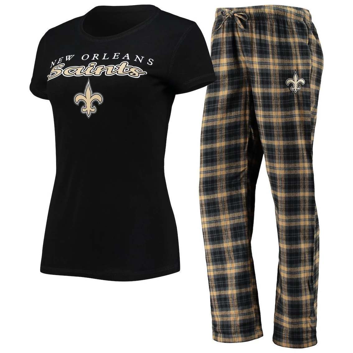 Deals π Women's Concepts Sport Black/Gold New Orleans Saints Logo T-Shirt & Pants Set β¨