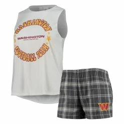 Hot Sale 🤩 Women's Concepts Sport White/Charcoal Washington Commanders Ultimate Tank Top & Shorts Sleep Set ✨