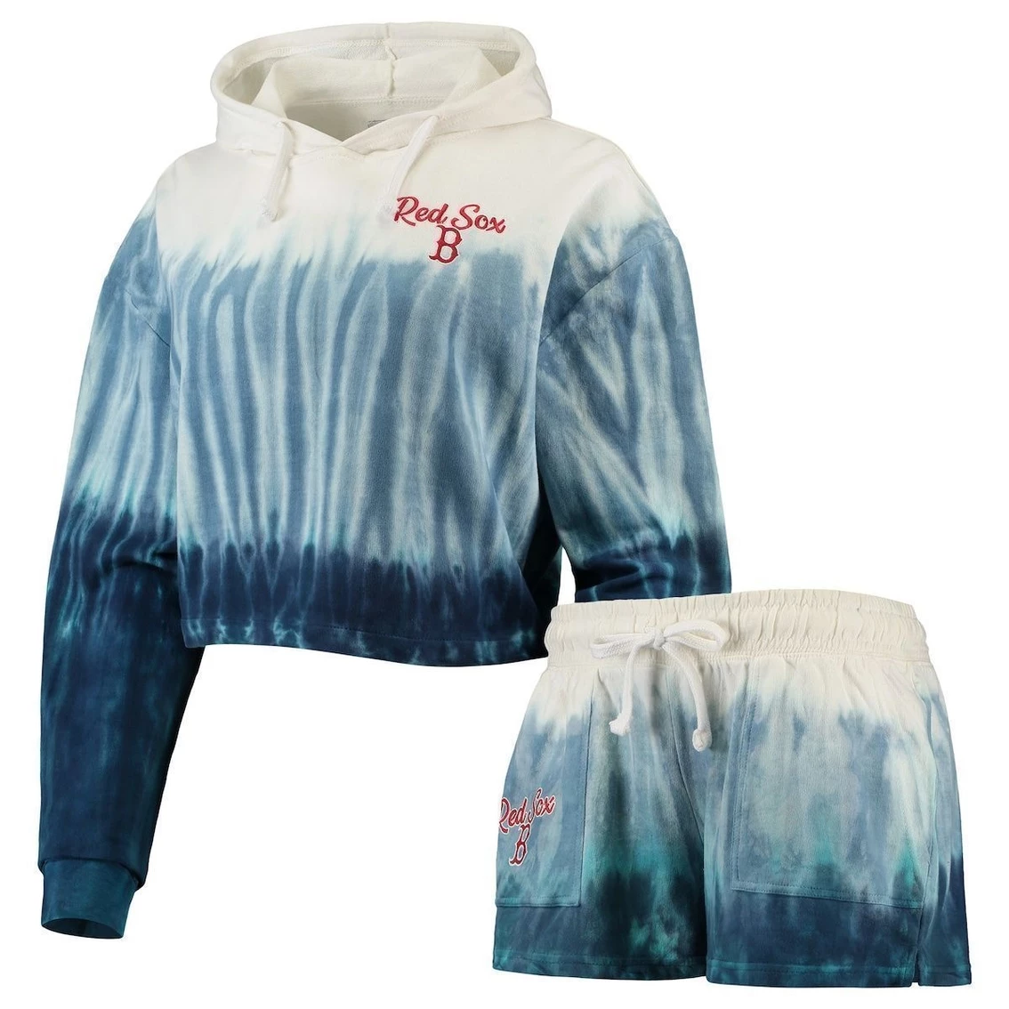 New π₯° Women's FOCO Navy Boston Red Sox Dip-Dye Hoodie T-Shirt And Pants Sleep Set β€οΈ