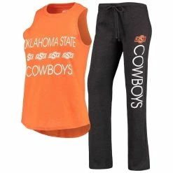 Hot Sale 😉 Women's Concepts Sport Orange/Black Oklahoma State Cowboys Team Tank Top & Pants Sleep Set 🛒