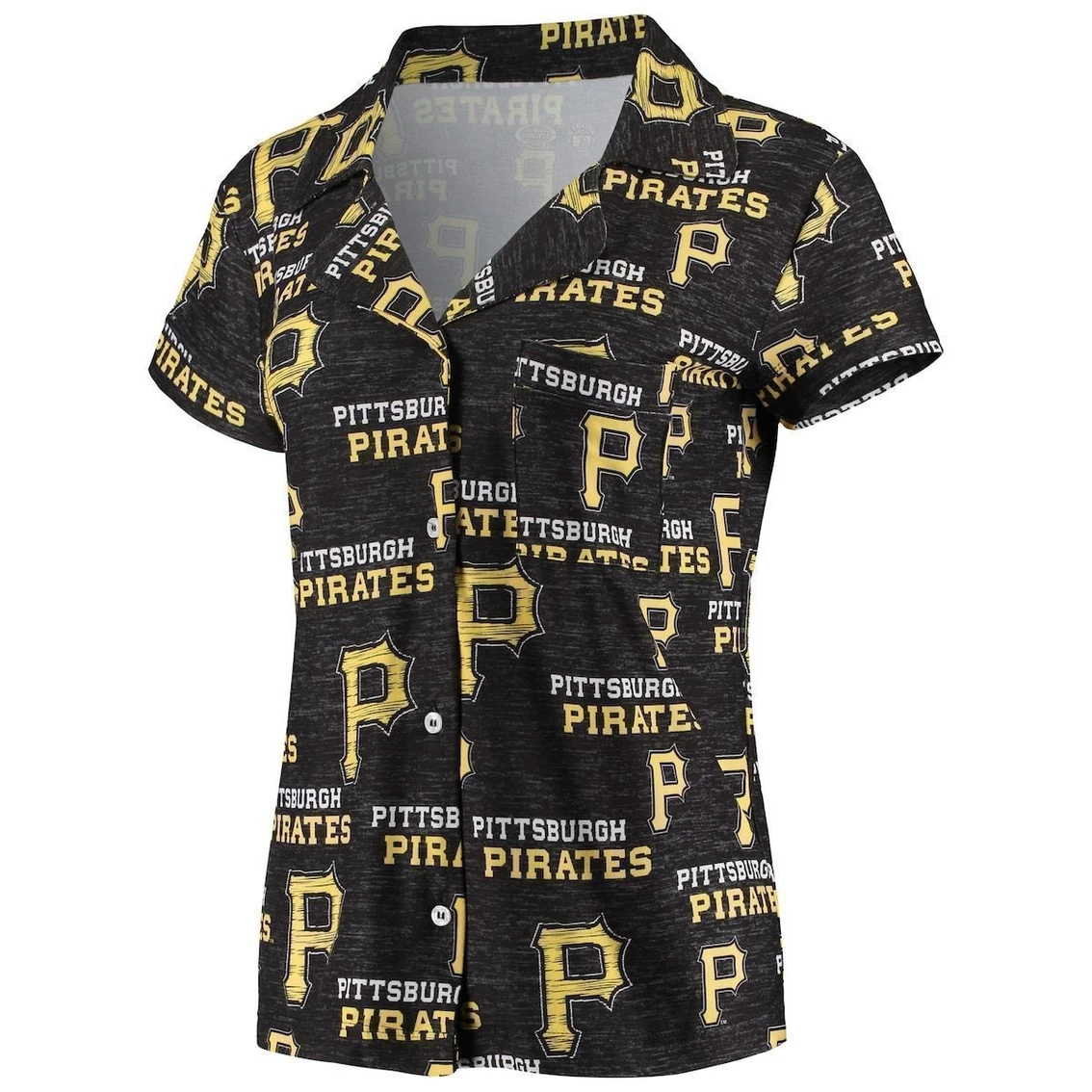 Deals π Women's Concepts Sport Black Pittsburgh Pirates Zest Allover Print Button-Up π Shirt & Shorts Sleep Set βοΈ - Image 3