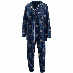 Outlet 😍 Women's WEAR By Erin Andrews Navy Florida Panthers Long Sleeve Button-Up 👕 Shirt & Pants Sleep Set 🤩