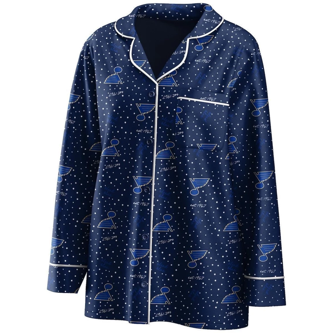 Best deal π Women's WEAR By Erin Andrews Navy St. Louis Blues Long Sleeve Button-Up π Shirt & Pants Sleep Set β - Image 3