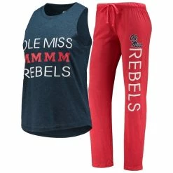 Hot Sale ⌛ Women's Concepts Sport Red/Navy Ole Miss Rebels Tank Top & Pants Sleep Set 🤩