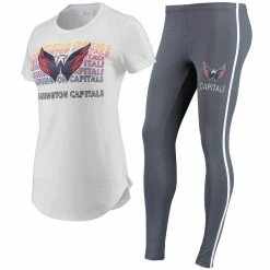 Cheap π₯° Women's Concepts Sport White/Charcoal Washington Capitals Sonata T-Shirt & Leggings Set π
