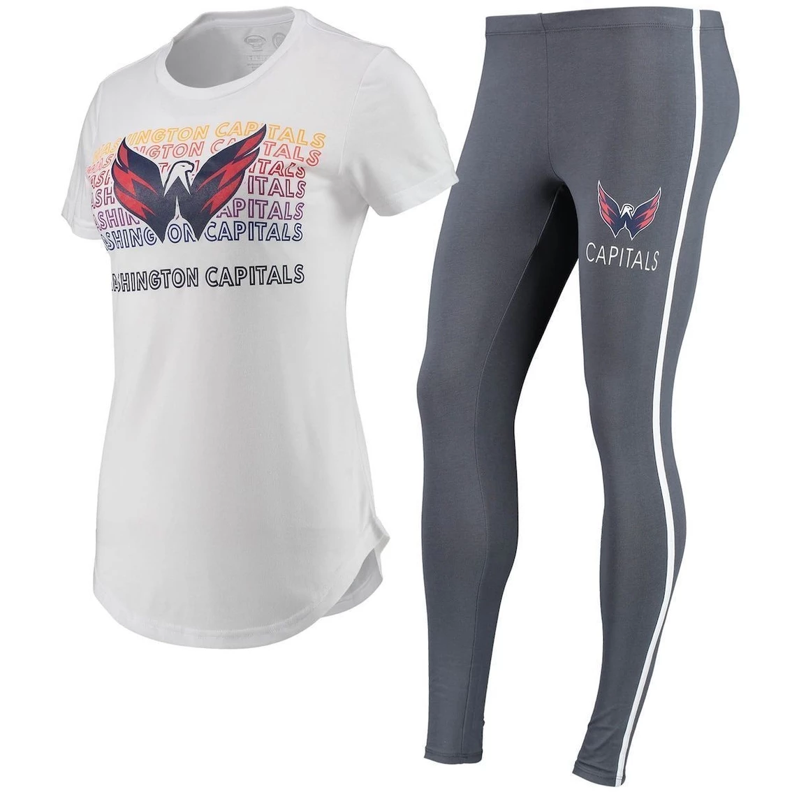 Cheap π₯° Women's Concepts Sport White/Charcoal Washington Capitals Sonata T-Shirt & Leggings Set π - Image 2