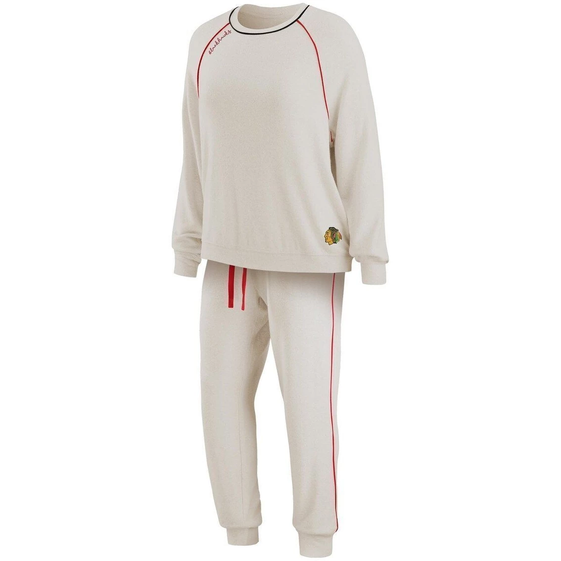Brand new π₯° Women's WEAR By Erin Andrews Oatmeal Chicago Blackhawks Raglan Pullover Sweatshirt & Pants Lounge Set β - Image 2
