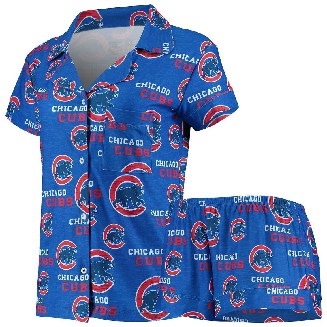 Cheap π Women's Concepts Sport Royal Chicago Cubs Zest Allover Print Button-Up π Shirt & Shorts Sleep Set π