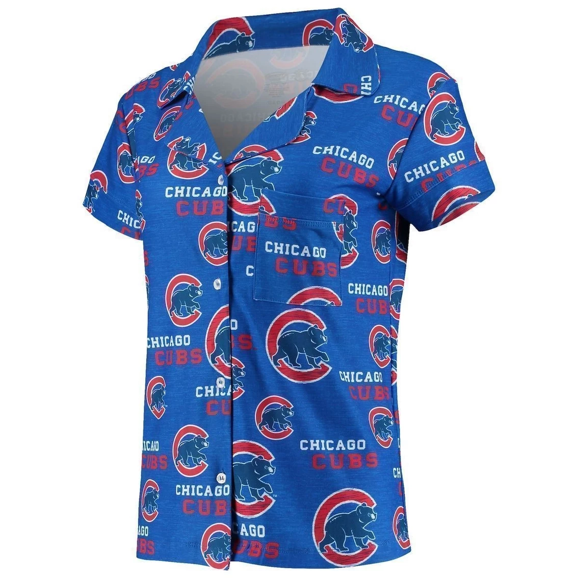 Cheap π Women's Concepts Sport Royal Chicago Cubs Zest Allover Print Button-Up π Shirt & Shorts Sleep Set π - Image 3