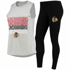 Top 10 ✨ Women's Concepts Sport Heathered Gray/Black Chicago Blackhawks Profound Tank Top & Leggings Sleep Set 🎉