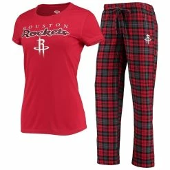 Coupon 👍 Women's Concepts Sport Red/Black Houston Rockets Lodge T-Shirt And Pants Sleep Set 🌟