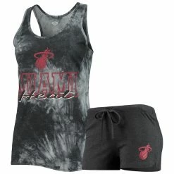 Promo βοΈ Women's Concepts Sport Charcoal Miami Heat Billboard Tie-Dye Tank Top & Shorts Sleep Set β¨