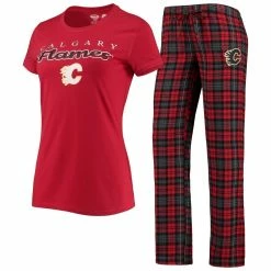 Promo π Women's Concepts Sport Red/Black Calgary Flames Lodge T-Shirt & Pants Sleep Set β€οΈ