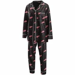Deals ✨ Women's WEAR By Erin Andrews Black Detroit Red Wings Long Sleeve Button-Up 👚 Shirt & Pants Sleep Set 💯