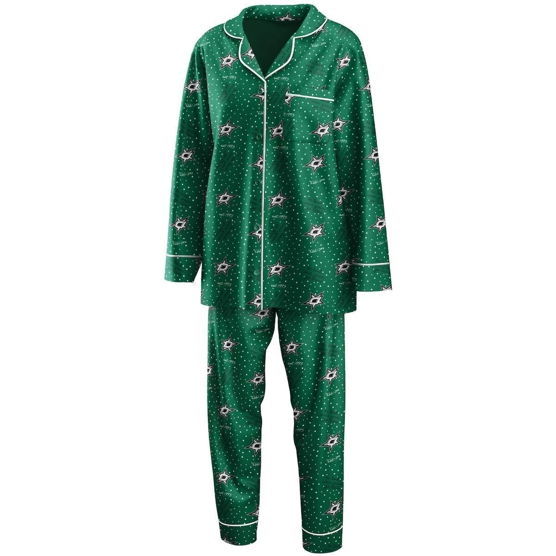 Best deal π€© Women's WEAR By Erin Andrews Kelly Green Dallas Stars Long Sleeve Button-Up π Shirt & Pants Sleep Set π