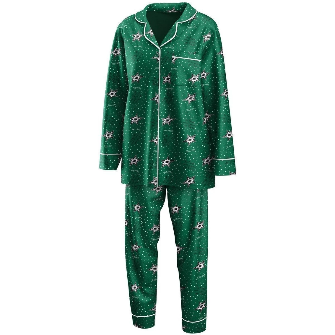 Best deal π€© Women's WEAR By Erin Andrews Kelly Green Dallas Stars Long Sleeve Button-Up π Shirt & Pants Sleep Set π - Image 2