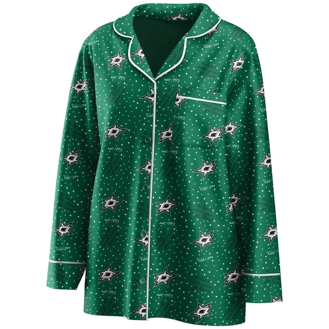 Best deal π€© Women's WEAR By Erin Andrews Kelly Green Dallas Stars Long Sleeve Button-Up π Shirt & Pants Sleep Set π - Image 3