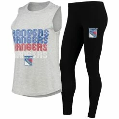 Top 10 💯 Women's Concepts Sport Heathered Gray/Black New York Rangers Profound Tank Top & Leggings Sleep Set ⌛