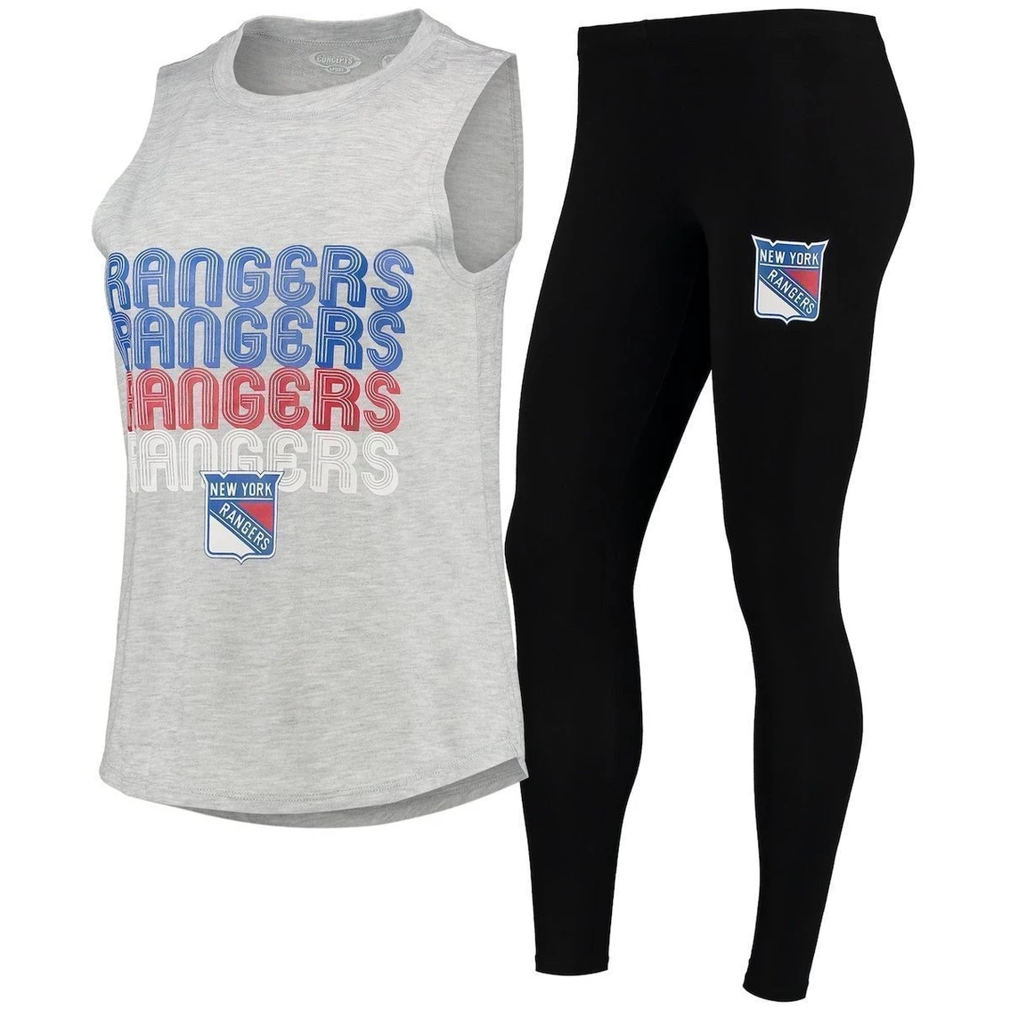 Top 10 π― Women's Concepts Sport Heathered Gray/Black New York Rangers Profound Tank Top & Leggings Sleep Set β - Image 2