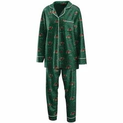 Best Sale 👏 Women's WEAR By Erin Andrews Green Minnesota Wild Long Sleeve Button-Up 👚 Shirt & Pants Sleep Set 👍