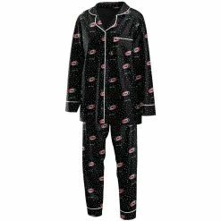 Top 10 ⌛ Women's WEAR By Erin Andrews Black Carolina Hurricanes Long Sleeve Button-Up 👕 Shirt & Pants Sleep Set ⭐