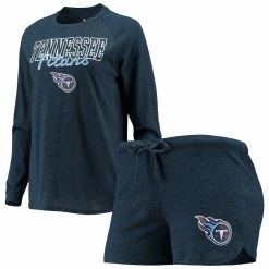 Cheapest π Women's Concepts Sport Navy Tennessee Titans Meter Knit Long Sleeve Raglan Top & Shorts Sleep Set π