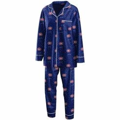 Best reviews of 🧨 Women's WEAR By Erin Andrews Blue Montreal Canadiens Long Sleeve Button-Up 👕 Shirt & Pants Sleep Set 😀
