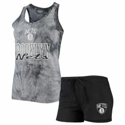 Best Sale π Women's Concepts Sport Charcoal Brooklyn Nets Billboard Racerback Tank Top & Shorts Sleep Set π