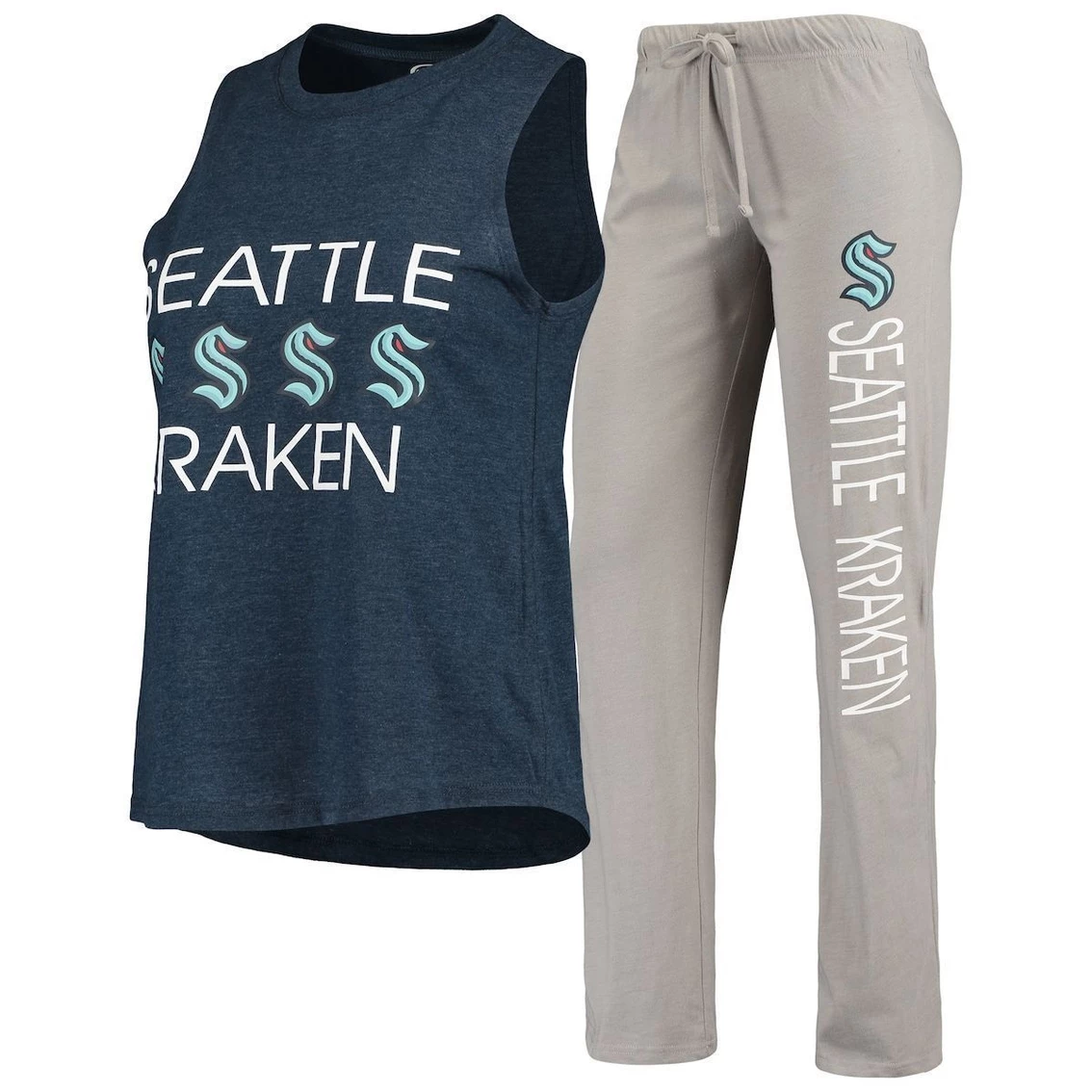Best Pirce π Women's Concepts Sport Deep Sea Blue/Gray Seattle Kraken Meter Tank Top & Pants Sleep Set β - Image 2
