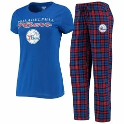 Best Pirce ✔️ Women's Concepts Sport Royal/Red Philadelphia 76ers Lodge T-Shirt And Pants Sleep Set 🌟