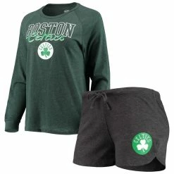 Outlet π€© Women's Concepts Sport Heathered Black/Heathered Kelly Green Boston Celtics Raglan Long Sleeve T-Shirt & Shorts Sleep Set β¨