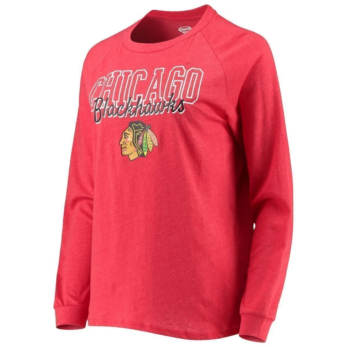 Budget π Women's Concepts Sport Heathered Red Chicago Blackhawks Meter Raglan Long Sleeve T-Shirt & Shorts Sleep Set π - Image 3