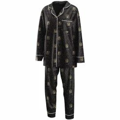 Cheap ⌛ Women's WEAR By Erin Andrews Black Vegas Golden Knights Long Sleeve Button-Up 👚 Shirt & Pants Sleep Set 😉