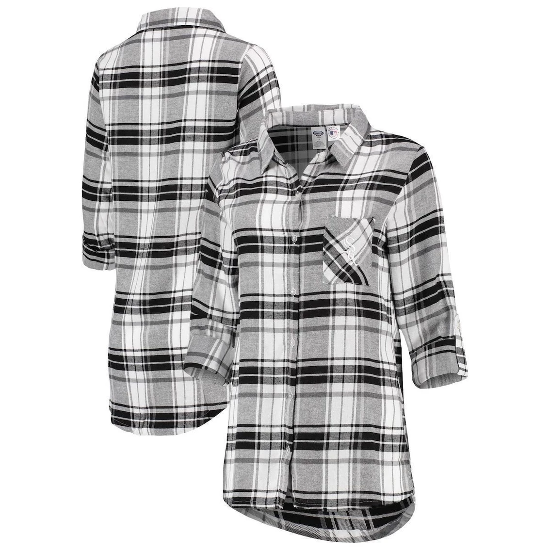 Deals π Women's Concepts Sport Black/Gray Chicago White Sox Accolade Flannel Nightshirt β€οΈ - Image 2