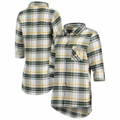 Deals π Women's Concepts Sport Green/Gold Oakland Athletics Accolade Flannel Nightshirt π