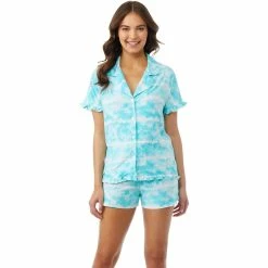 Outlet ❤️ Jaclyn Notch Collar Top And Shorts 2 Pc. Pajama Set 🎉