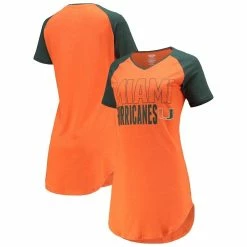Buy 😉 Women's Concepts Sport Orange/Green Miami Hurricanes Raglan V-Neck Nightshirt 🔥