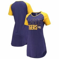 Buy ⌛ Women's Concepts Sport Purple/Gold LSU Tigers Raglan V-Neck Nightshirt 😍