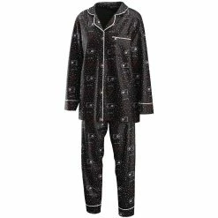 Buy ⭐ Women's WEAR By Erin Andrews Black Philadelphia Flyers Long Sleeve Button-Up 👕 Shirt & Pants Sleep Set ✔️