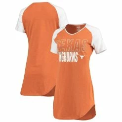 Coupon ❤️ Women's Concepts Sport Texas Orange/White Texas Longhorns Raglan V-Neck Nightshirt 🤩