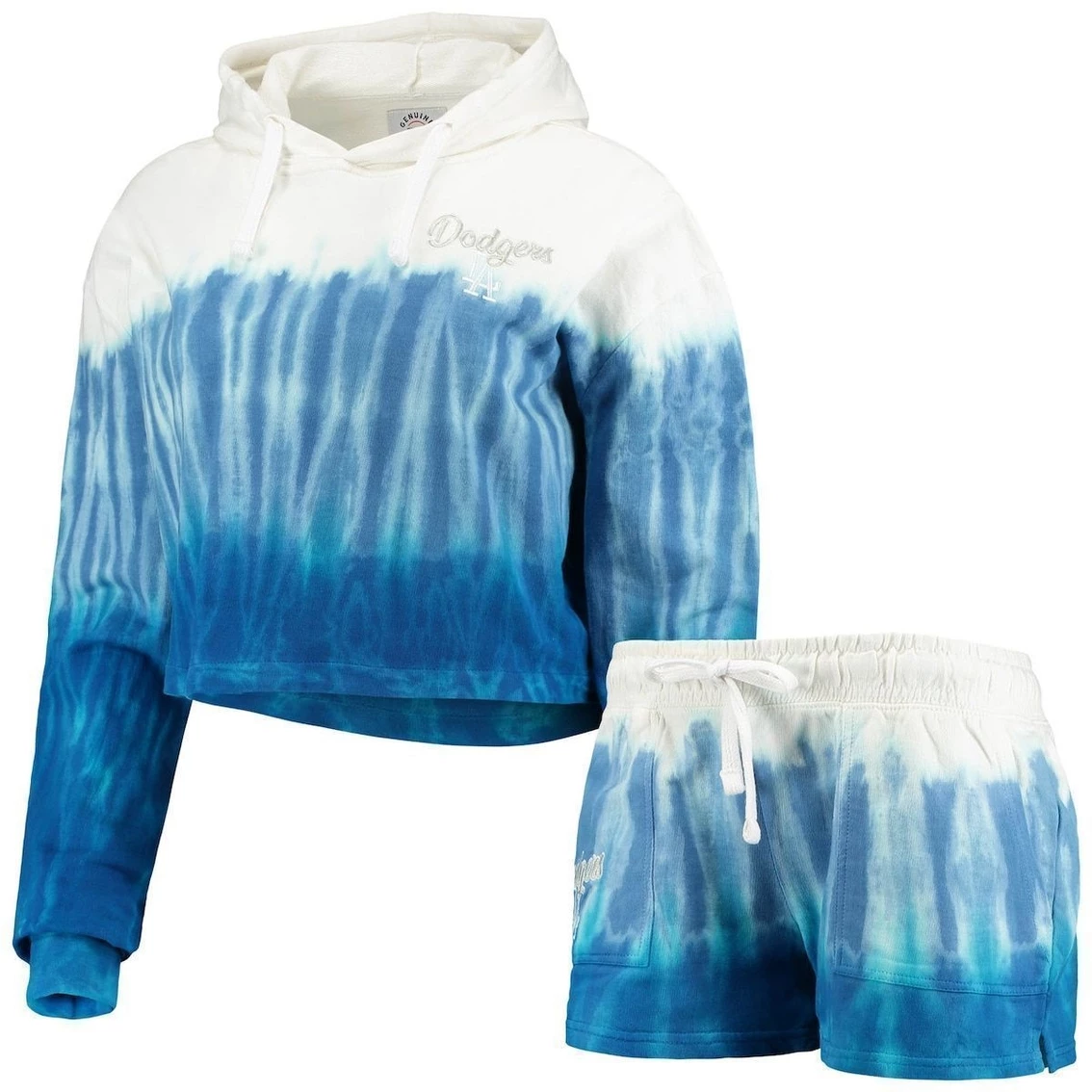 Cheap 𧨠Women's FOCO Royal Los Angeles Dodgers Dip-Dye Hoodie T-Shirt And Pants Sleep Set π - Image 2