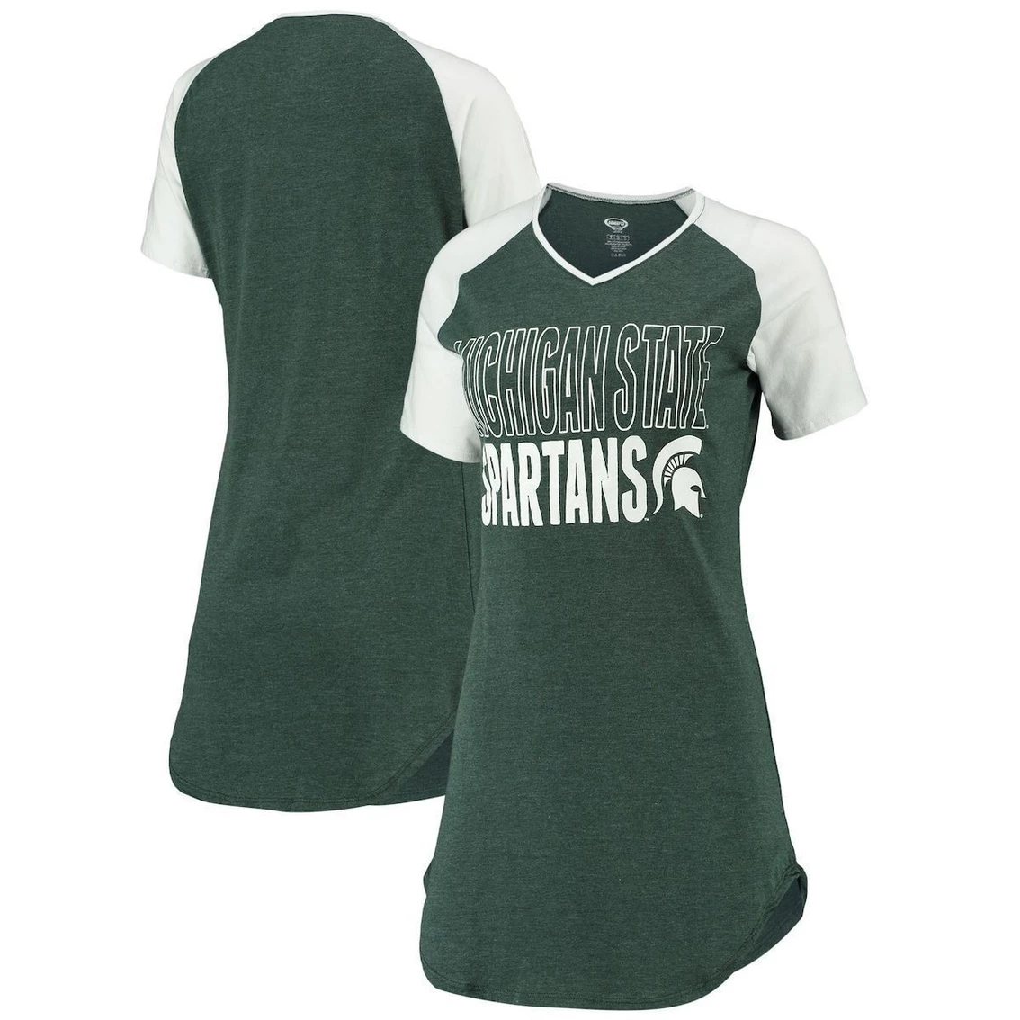 Buy π Women's Concepts Sport Green/White Michigan State Spartans Raglan V-Neck Nightshirt π