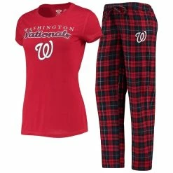 Best Pirce ✔️ Women's Concepts Sport Red/Navy Washington Nationals Lodge T-Shirt & Pants Sleep Set 🧨