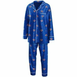 Best reviews of 🛒 Women's WEAR By Erin Andrews Blue New York Knicks Long Sleeve Button-Up 👚 Shirt & Pants Sleep Set 🤩